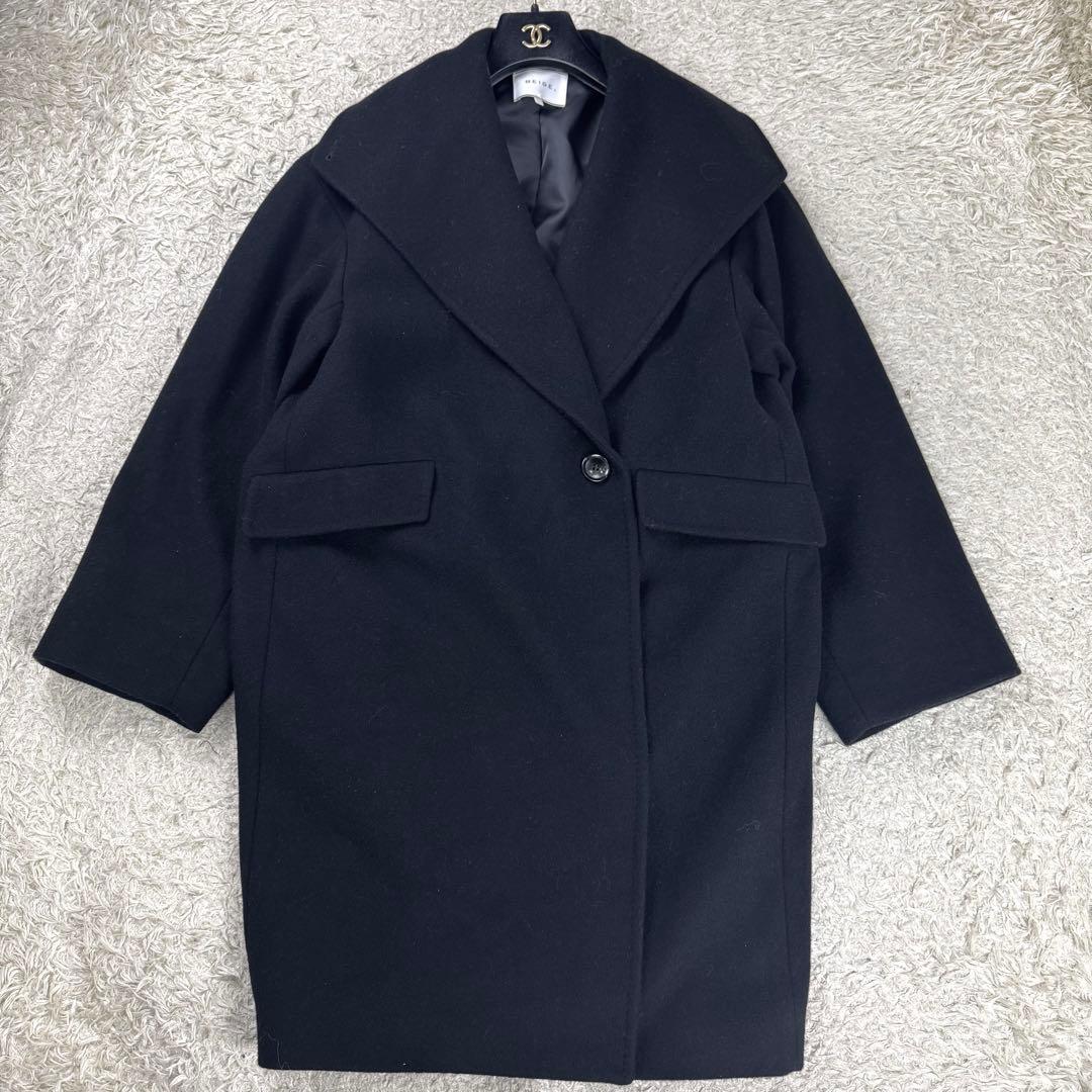 ベイジ 24AW BORNIOL ビックカラーコクーンコート 黒 M