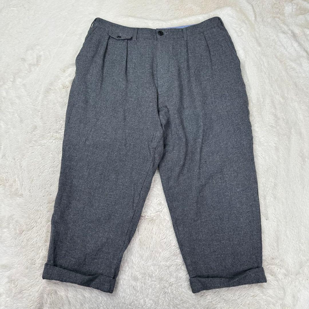 ✨美品✨ビームスプラス 2プリーツ テーパード フランネル パンツ グレー XL