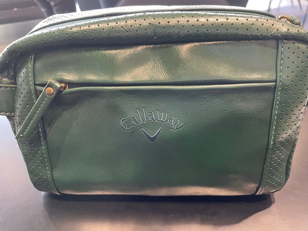 Callaway グリーン レザー ポーチ