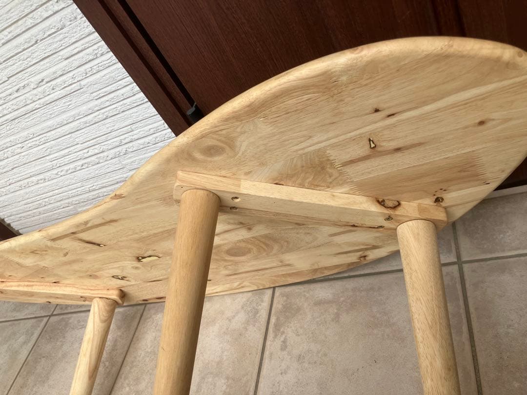 【美品】天然木ラバーウッド ◉曲線が美しいローテーブル◉2点セット