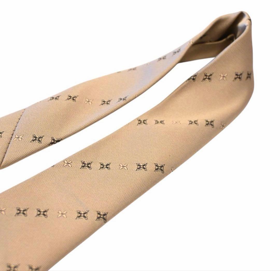 【未使用級】LOUIS VUITTON ネクタイ モノグラム ベージュ箱付き