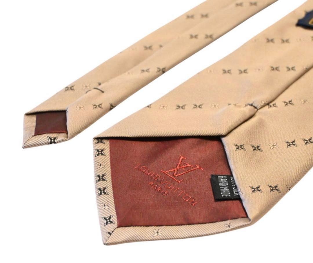 【未使用級】LOUIS VUITTON ネクタイ モノグラム ベージュ箱付き