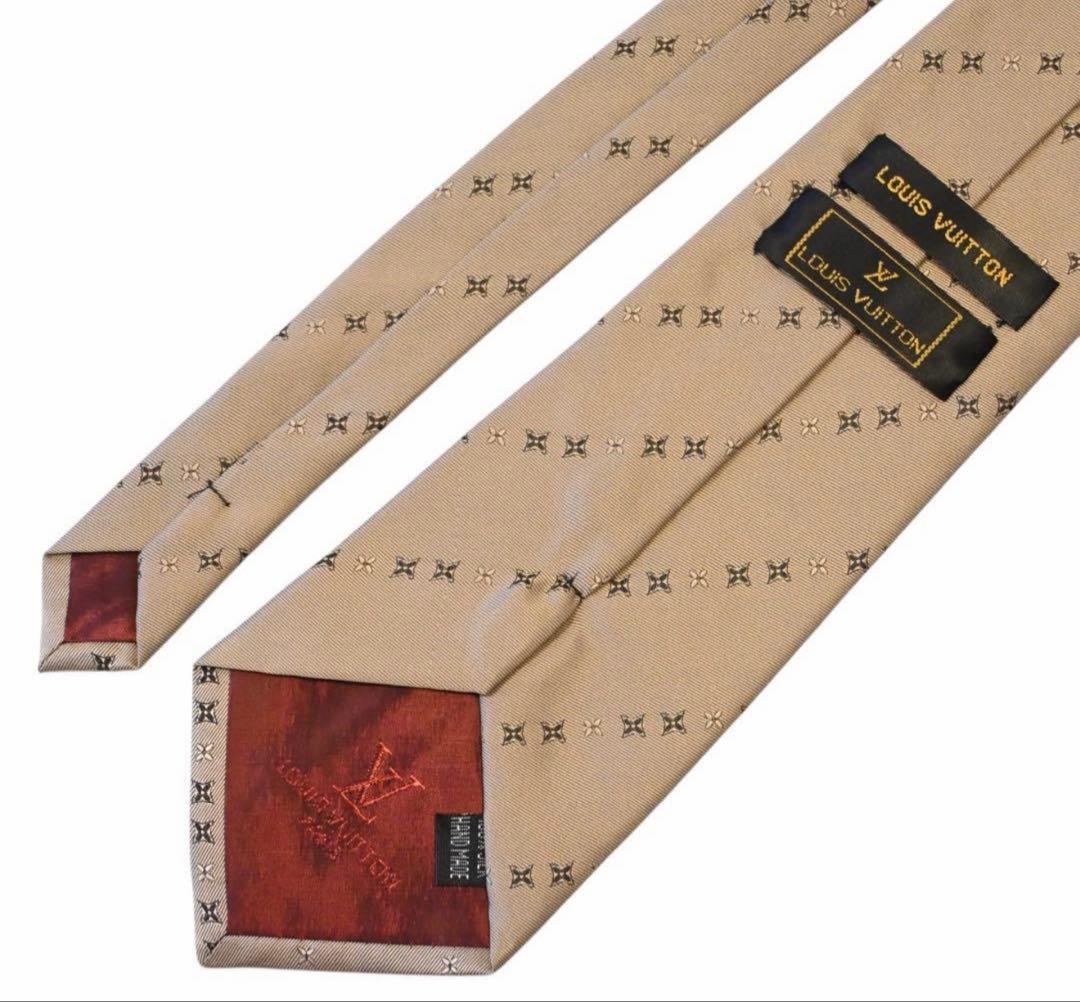 【未使用級】LOUIS VUITTON ネクタイ モノグラム ベージュ箱付き