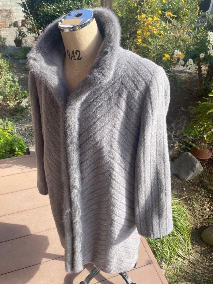【ほぼ新品】【極美品】サファイア　ミンク　コート　スーリーアルパカ　M グレー