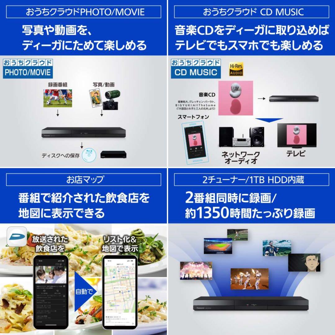24年製☆Panasonic ブルーレイレコーダー 1TB DMR-2W102