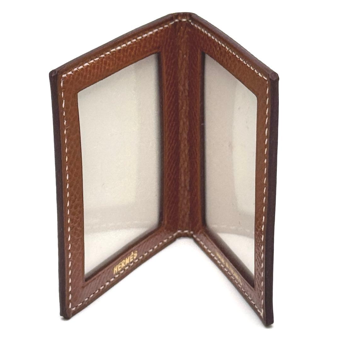 未使用保管品　茶　HERMES ミニフォトケース　キャメル　エルメス　写真入れ