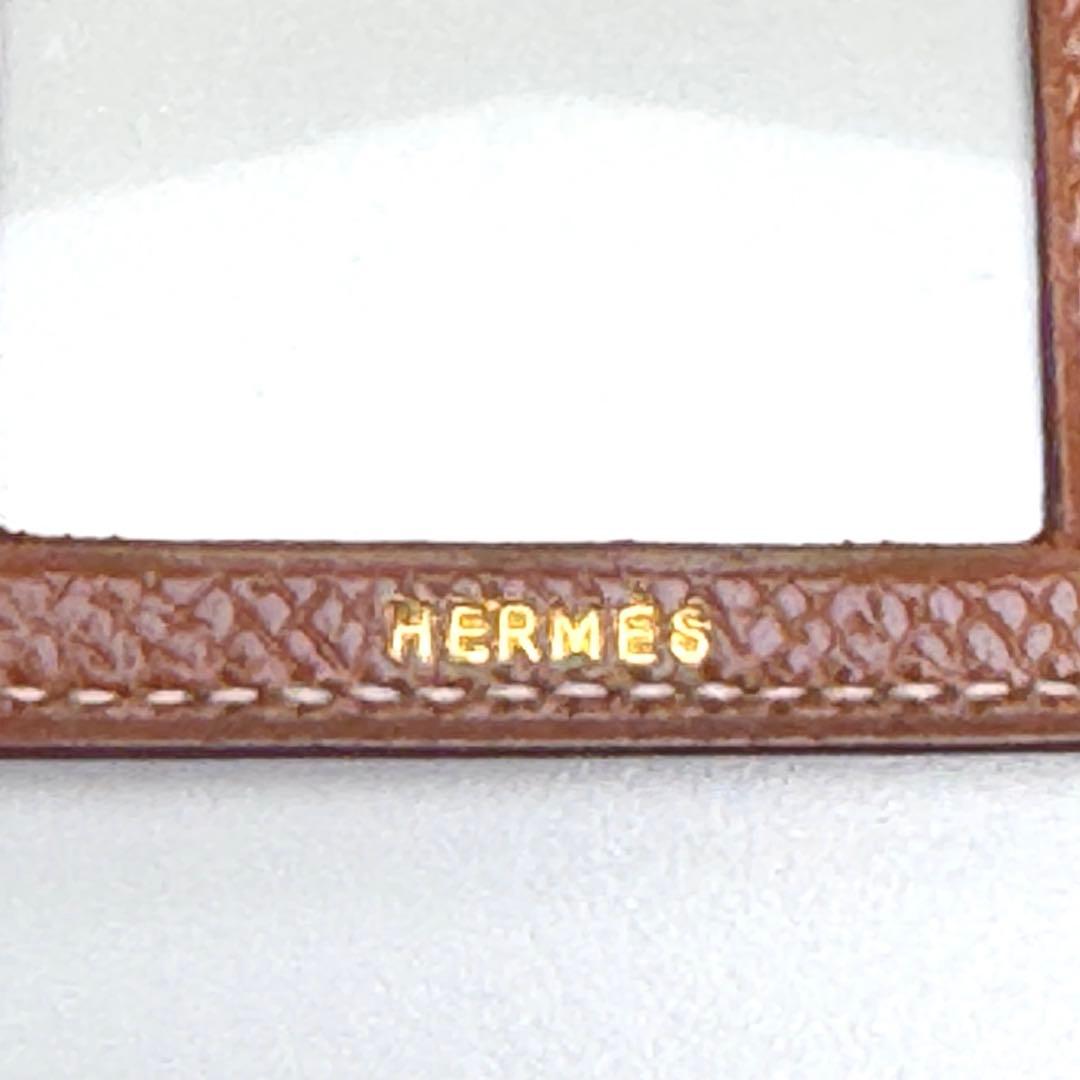 未使用保管品　茶　HERMES ミニフォトケース　キャメル　エルメス　写真入れ