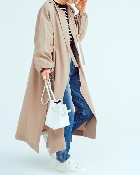 ebure ライトタフタ ノーカラードルマンスリーブコート ベージュ サイズ38