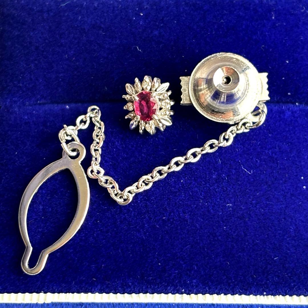 pt900 プラチナ900 ダイヤモンド　ルビー　ネクタイピン　ピンバッジ