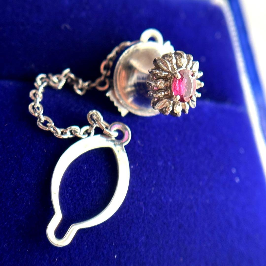 pt900 プラチナ900 ダイヤモンド　ルビー　ネクタイピン　ピンバッジ