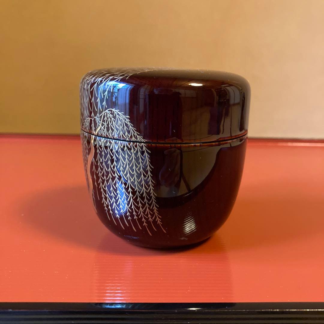 茶道　大棗　柳蒔絵