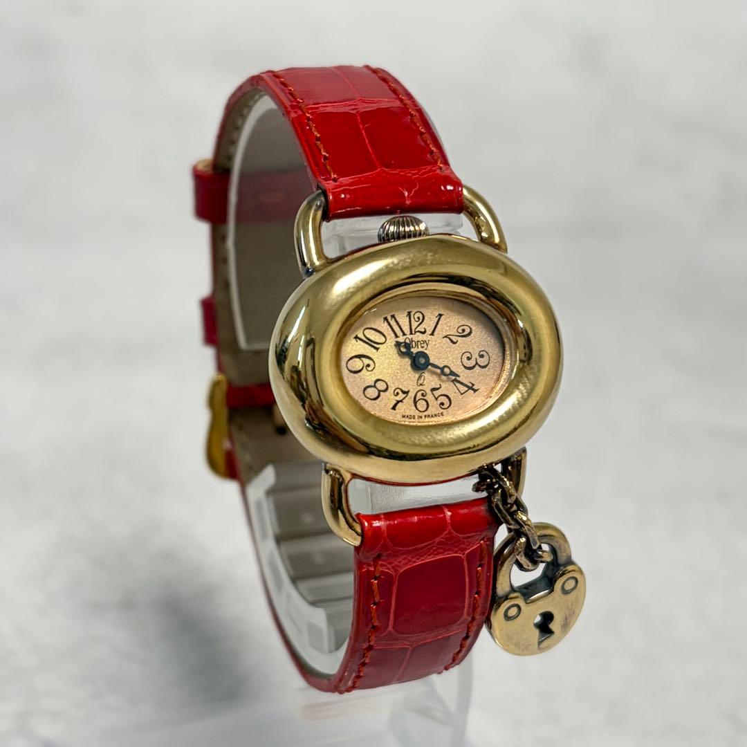 【美品✨新品電池】Obrey 腕時計　銀無垢　純正クロコダイルベルト 替ベルト付