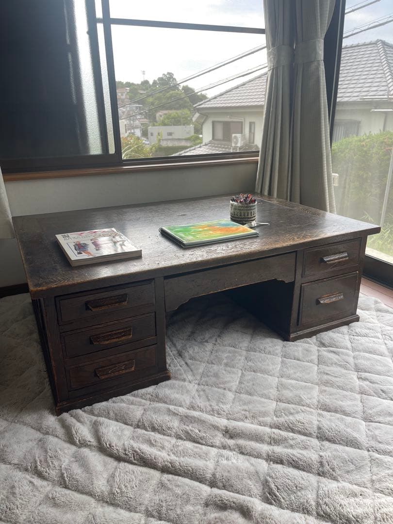 引取希望相談 希少 京都 両袖文机 アンティーク ローデスク　骨董 座机 デスク
