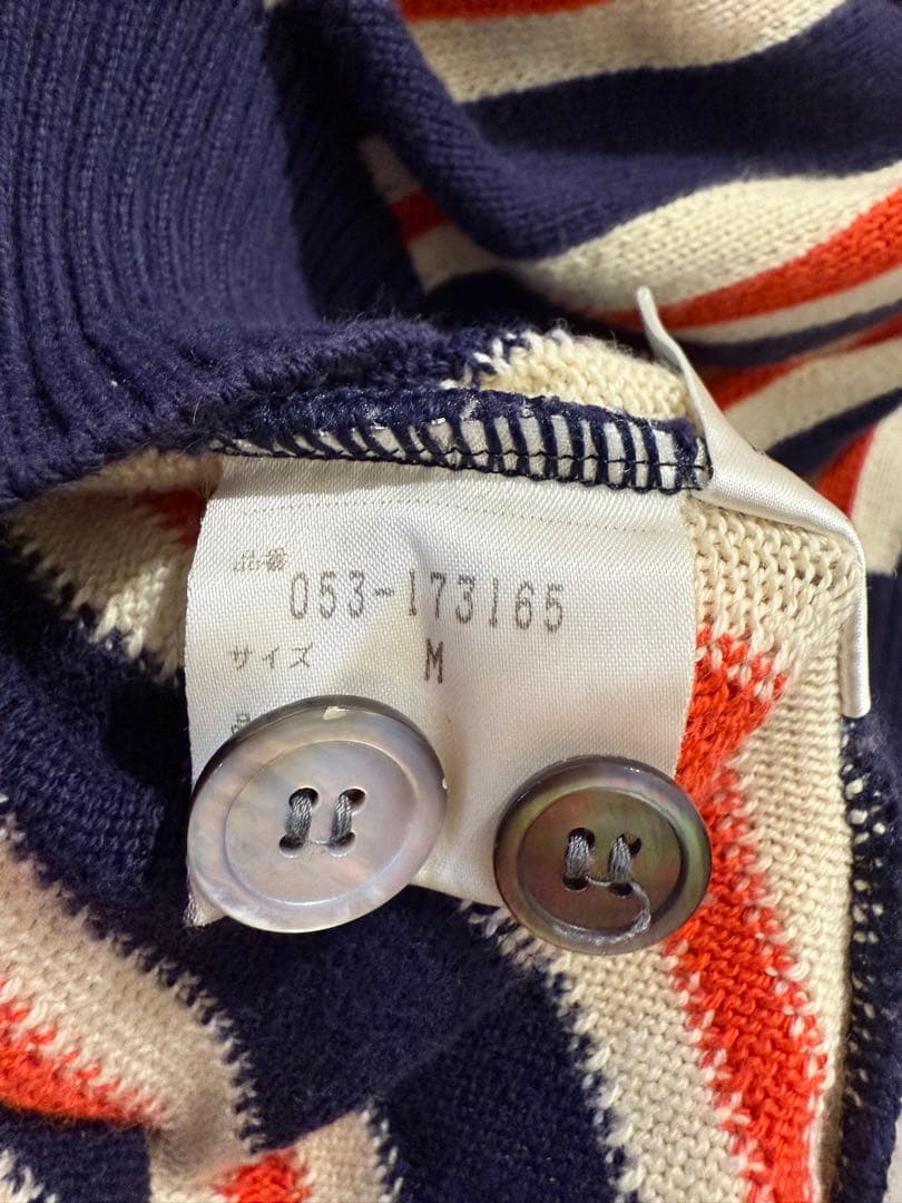 美品 パーリーゲイツ ニットベスト M 4 ゴルフウェア ストライプ ネイビー
