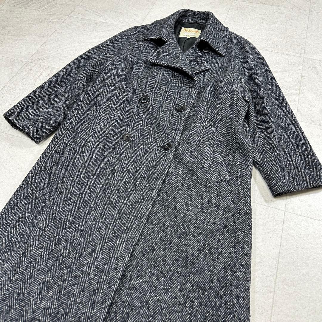 希少 46【23区】Moessmer ツイード ヘリンボーン ロングコート