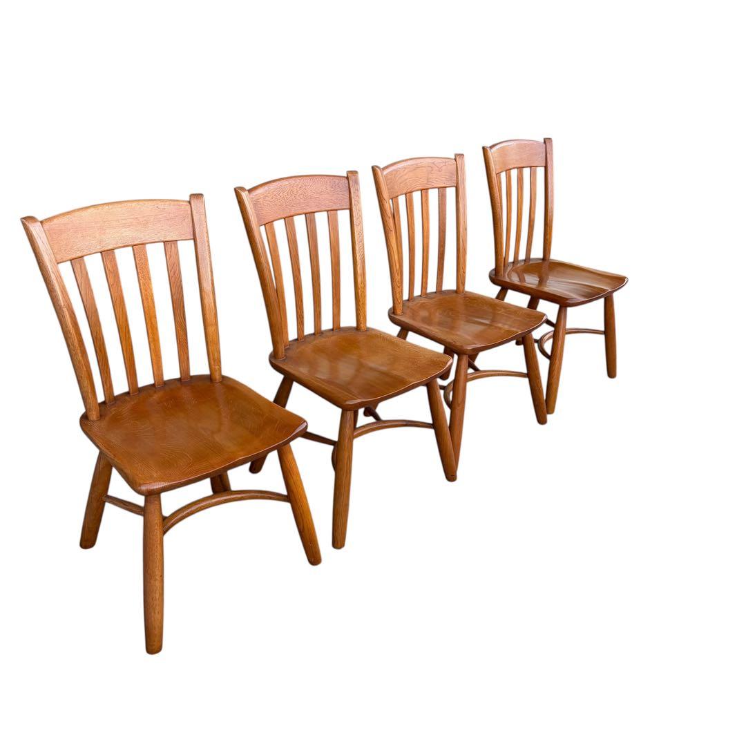 美品 柏木工 無垢材 ウィンザーチェア ダイニング ボウバック 2脚セット①