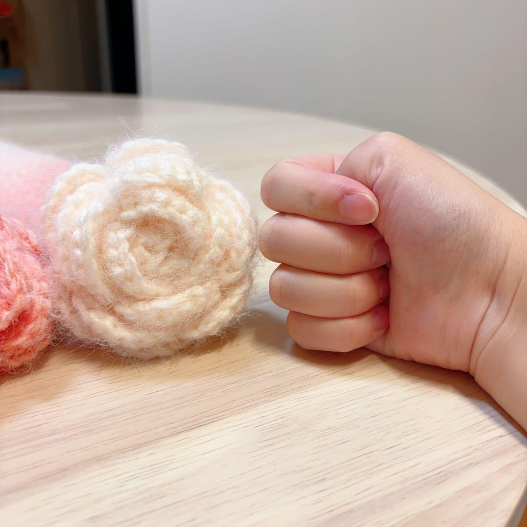 ブーケブランケット ハンドメイド 大きいバラ ピンク系 かぎ針編み 枯れない花