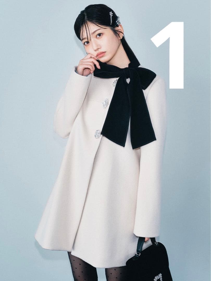 【新品】リリーブラウン Aラインビジューリボンコート