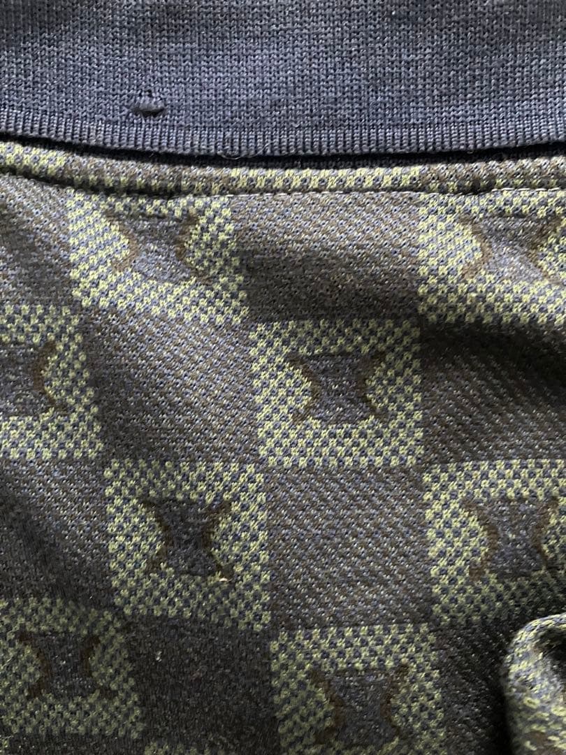 CELINE HOMME マカダム総柄長袖ポロシャツ