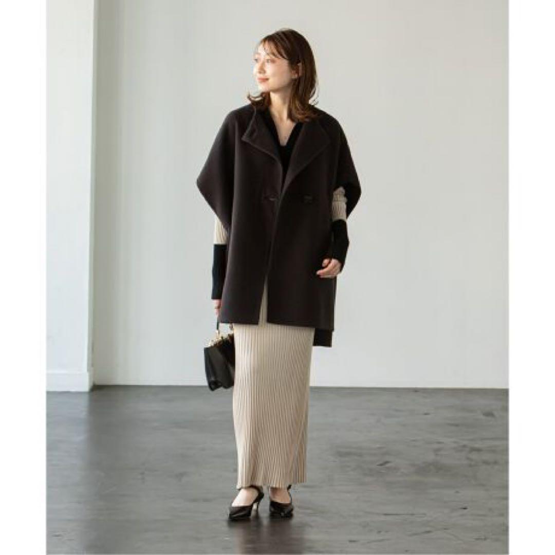 【美品】Noble ノーブル MTRリバーポンチョジレ カシミヤ混 ウール