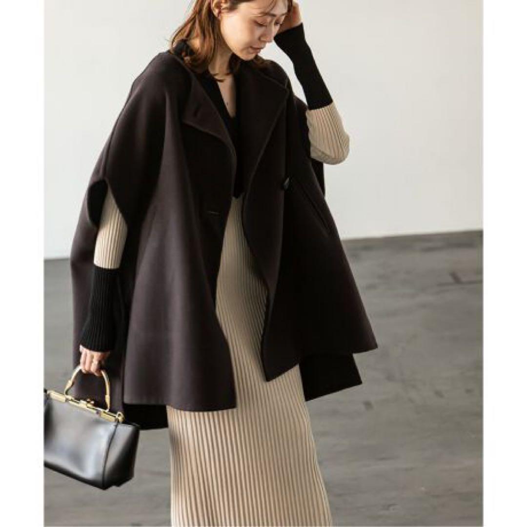 【美品】Noble ノーブル MTRリバーポンチョジレ カシミヤ混 ウール