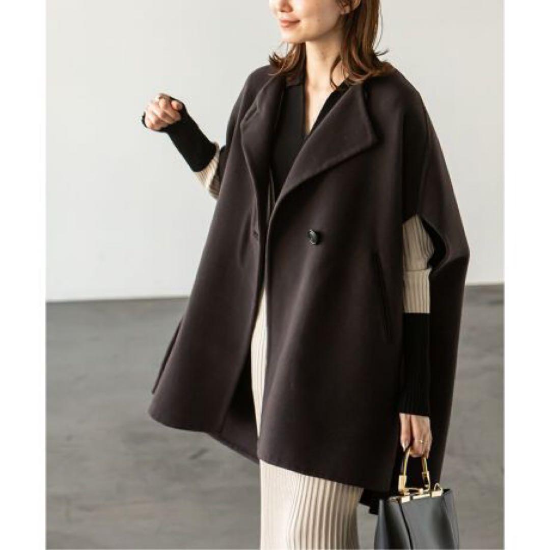 【美品】Noble ノーブル MTRリバーポンチョジレ カシミヤ混 ウール