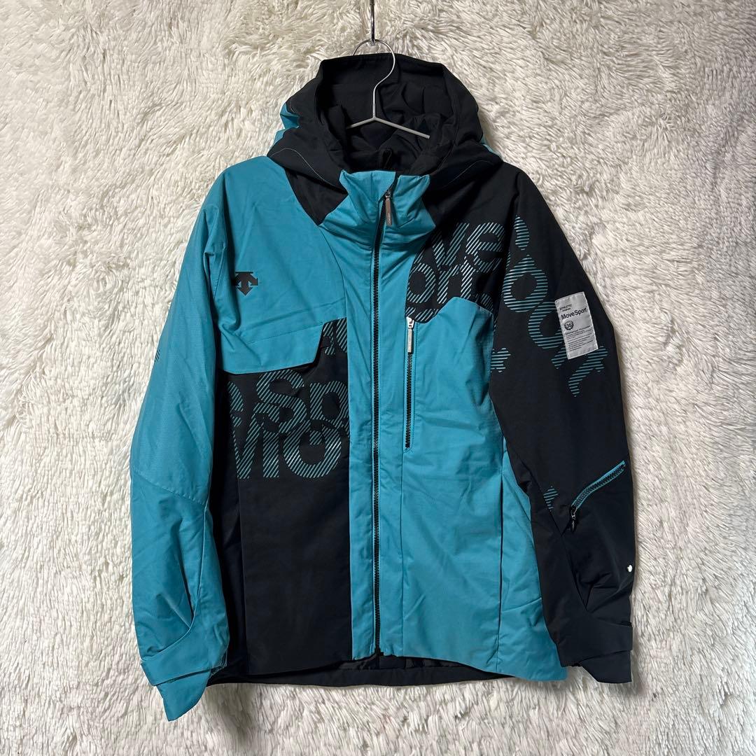 DESCENTE デサント　スキーウェア フード付き ジャケット青✖️黒　M