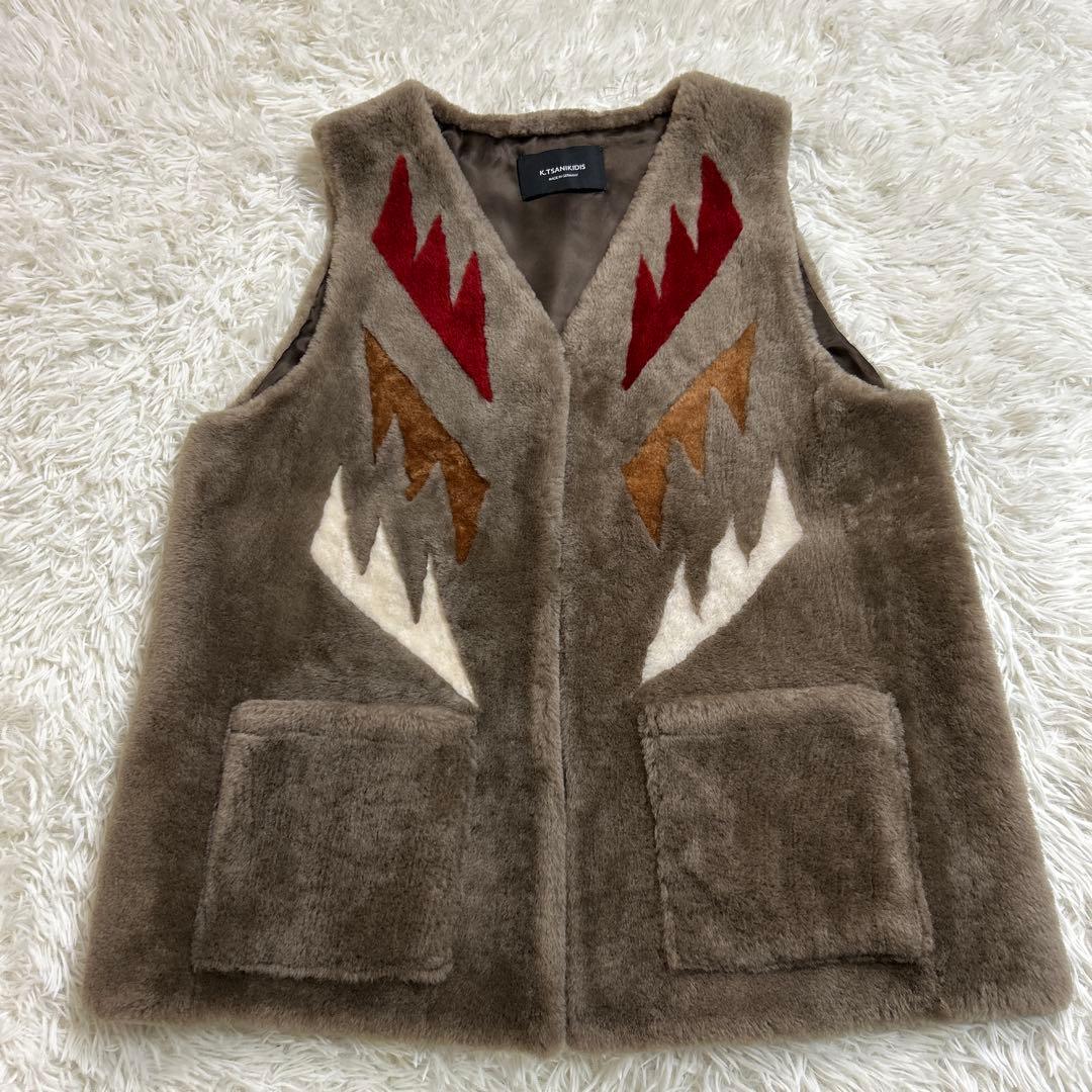 FRAMeWORK 別注K.tsanikidis ムートン チマヨ柄 ジレ F