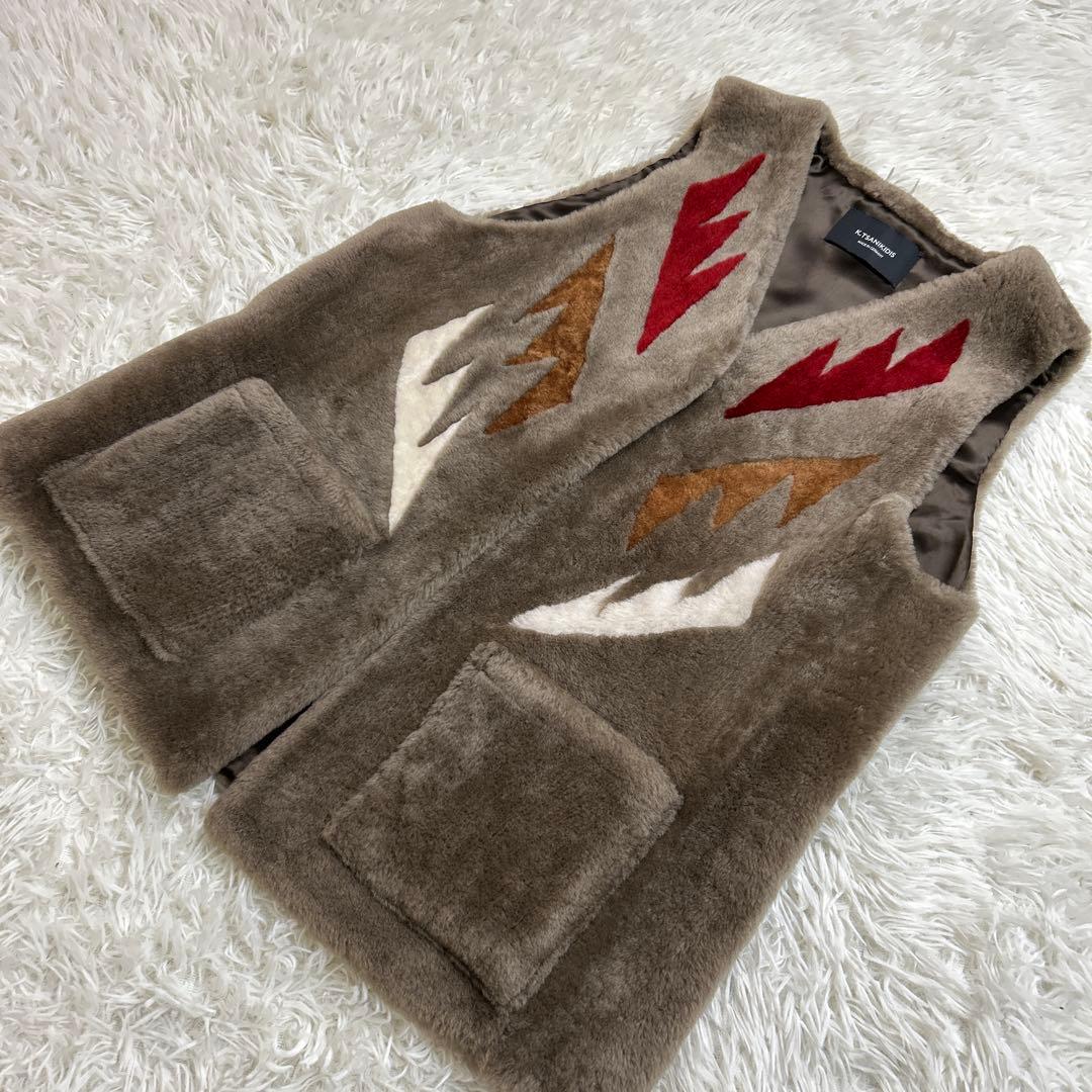 FRAMeWORK 別注K.tsanikidis ムートン チマヨ柄 ジレ F