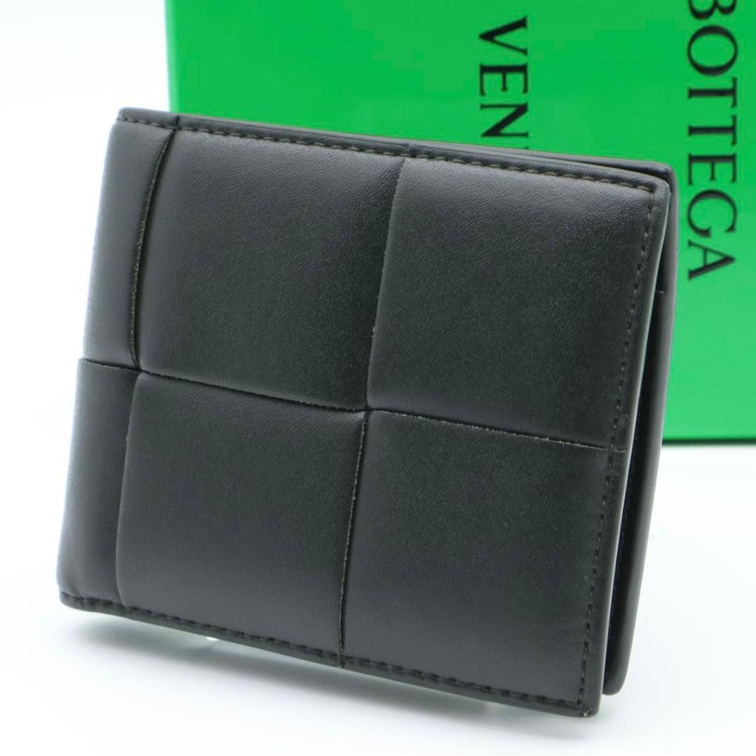 【極美品】BOTTEGAVENETA カセット　二つ折り財布　ダークモス