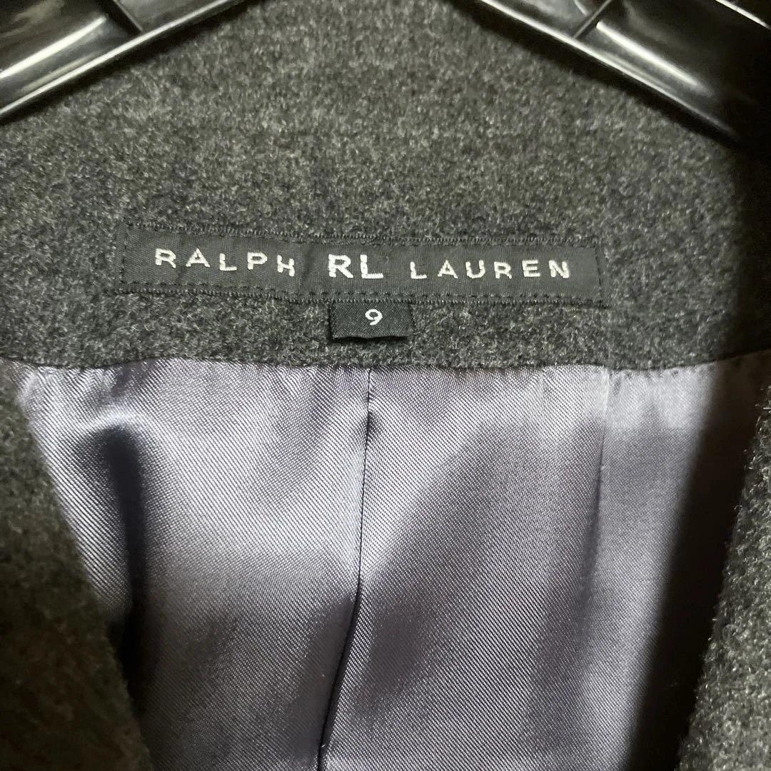 【美品】ラルフローレン　カシミア65%コート 9号　グレー　裏地あり　ウール混