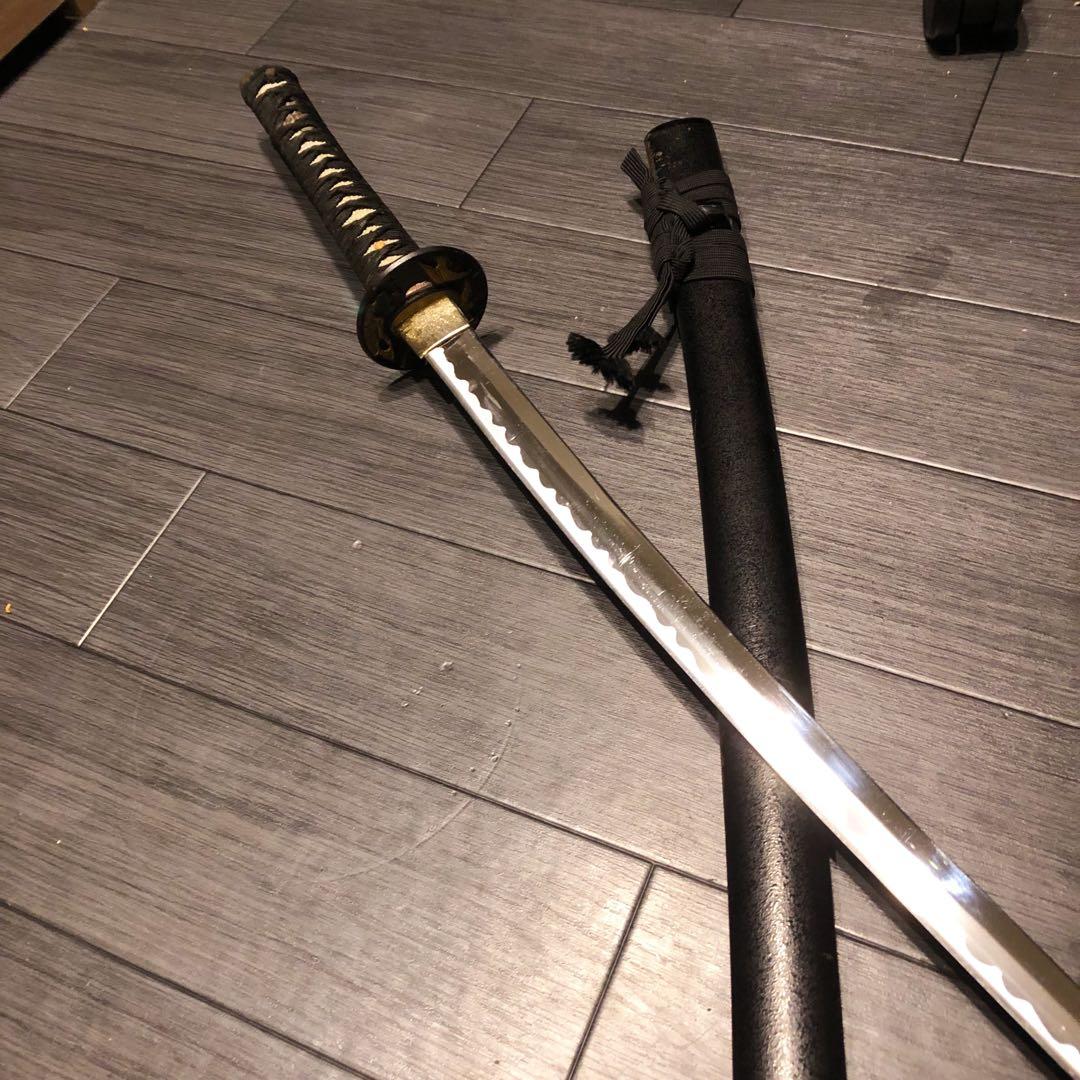 本格模造刀　黒拵え　居合刀　研波刃　合金　本格模擬刀