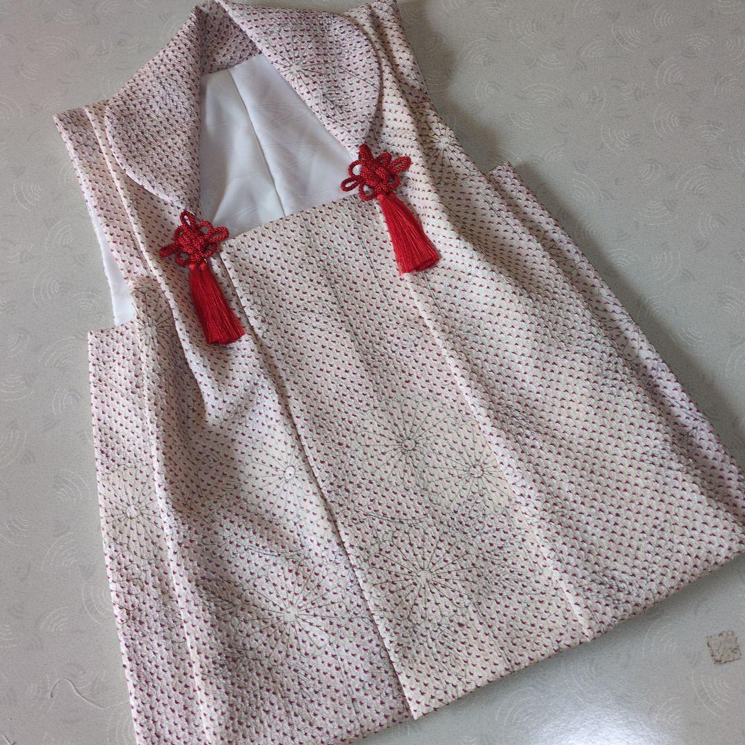 七五三３歳正絹絞りの花柄入りの被布（中綿無し）