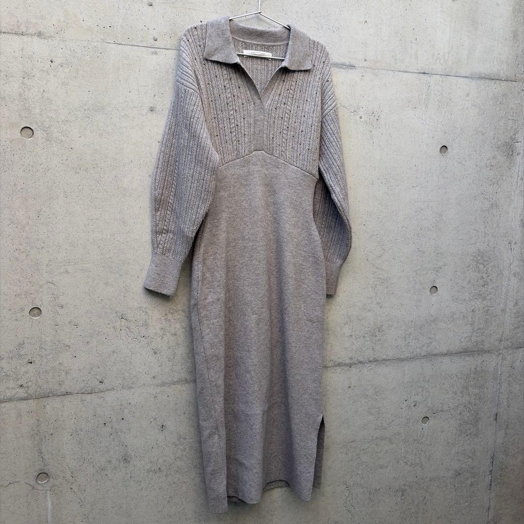 値下げ！ラグナムーン　ケーブルビジューIラインニットワンピース