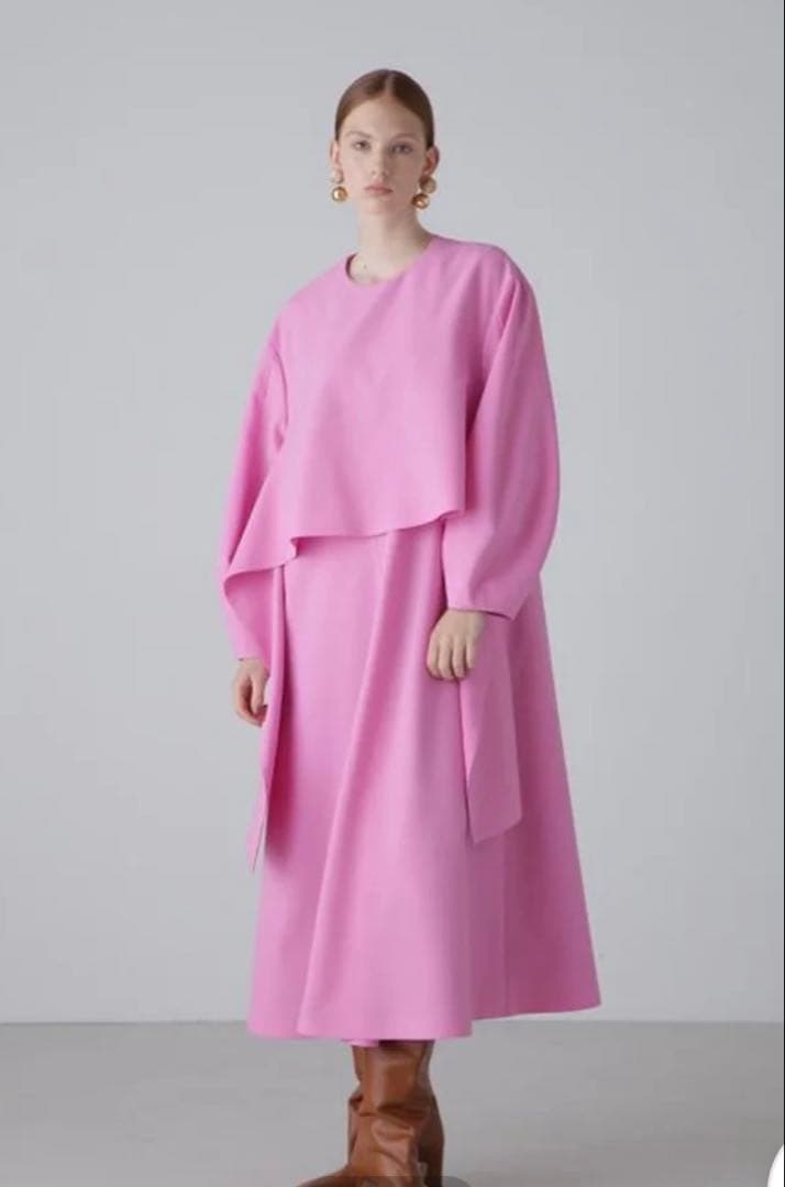 24ss✨ ADORE ハイツイストドライクロスワンピース　ロング　ピンク　38