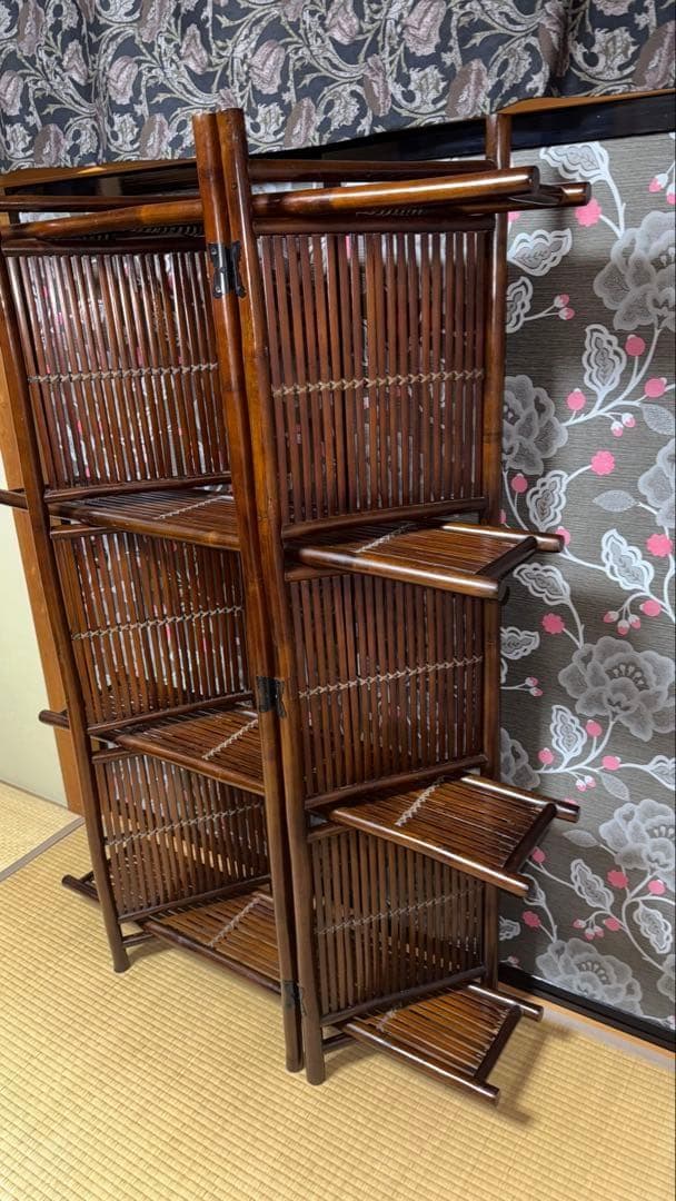 sana⚠︎プロフご一読ください様竹 飾り棚 衝立 昭和レトロ 什器 インテリア