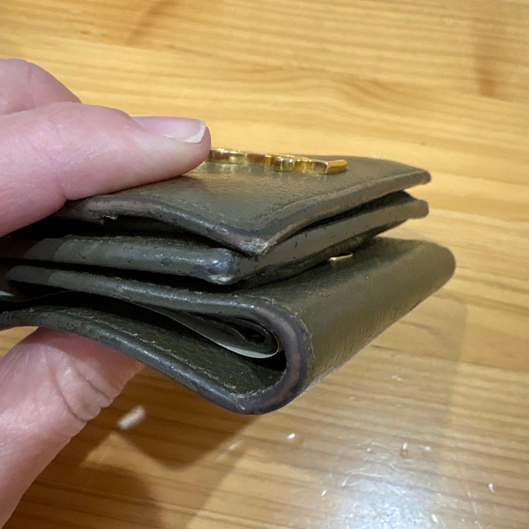 サンローラン 三つ折り財布 レザー ゴールドロゴ コンパクト