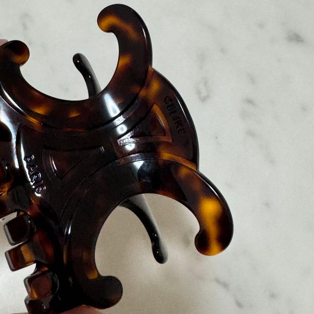 美品 現行 セリーヌ トリオンフ ヘアクリップ 髪留め べっ甲