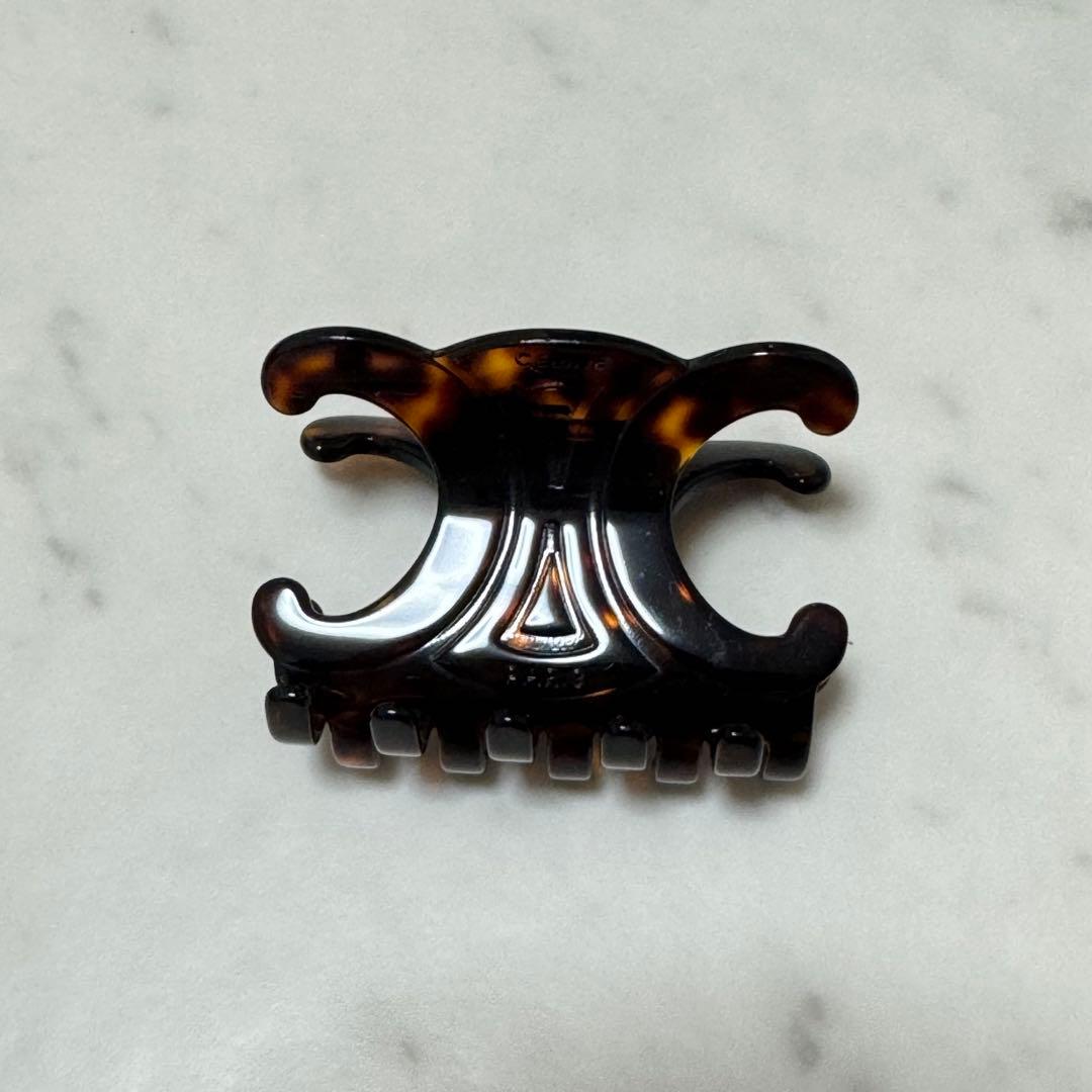 美品 現行 セリーヌ トリオンフ ヘアクリップ 髪留め べっ甲