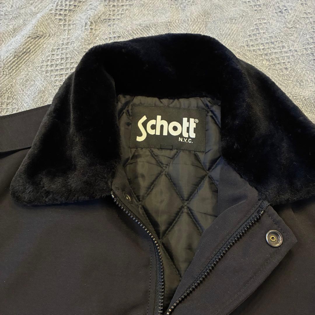 【美品】Schott ショット フライトジャケット ma-1 襟ボア 黒