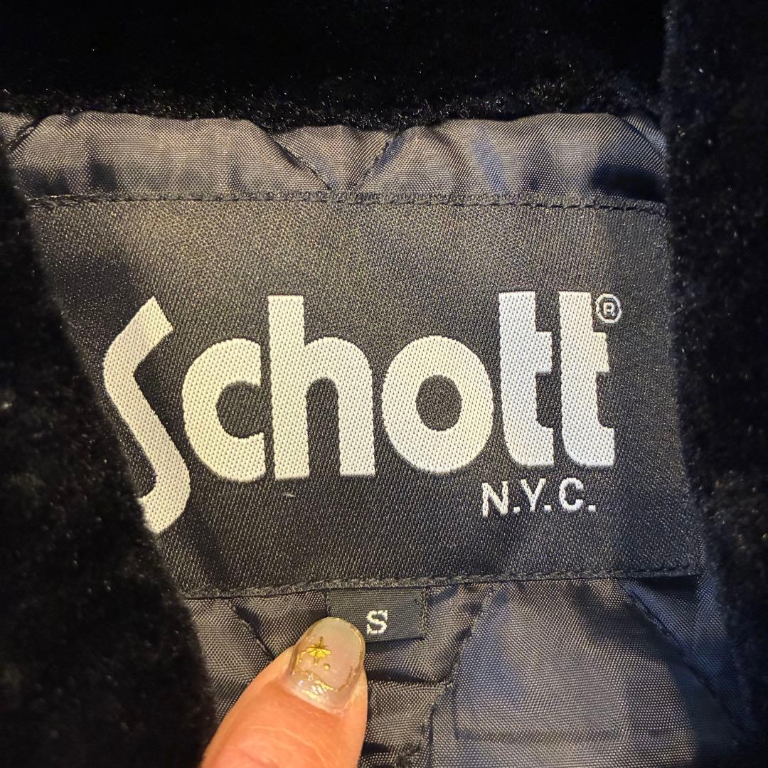 【美品】Schott ショット フライトジャケット ma-1 襟ボア 黒