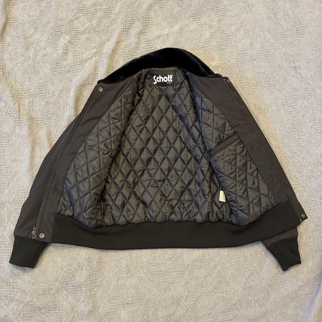 【美品】Schott ショット フライトジャケット ma-1 襟ボア 黒