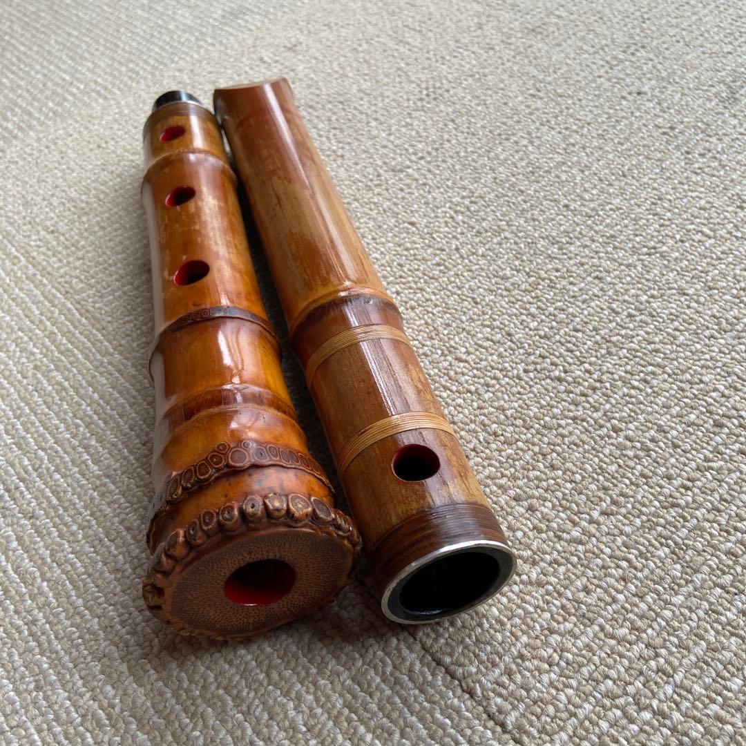 181尺八　一尺六寸管　銘眞山　ニ印