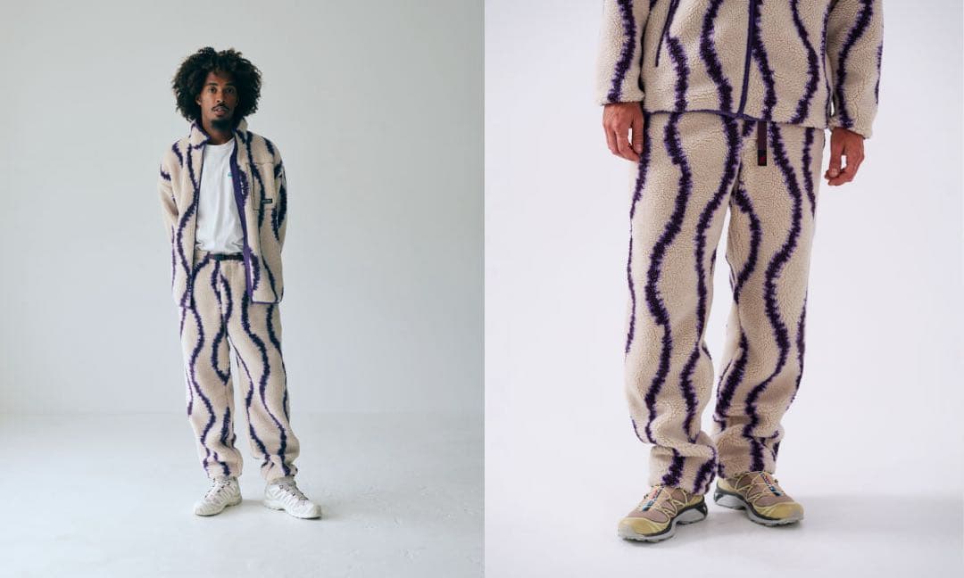 【GRAMiCCi グラミチ】 シェルパ ボアパンツ 総柄 白紫