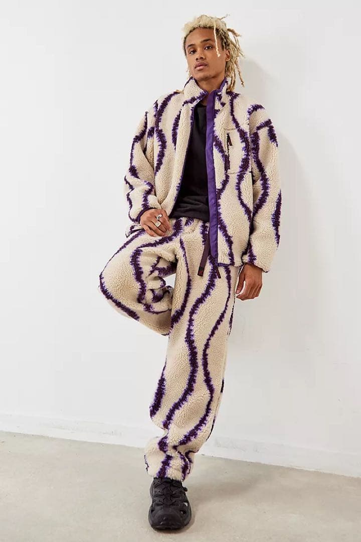 【GRAMiCCi グラミチ】 シェルパ ボアパンツ 総柄 白紫