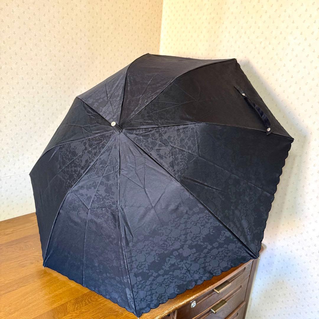 新品★ランバンコレクション　晴雨兼用　日傘　楽折　１級遮光　フワクール　軽量　黒