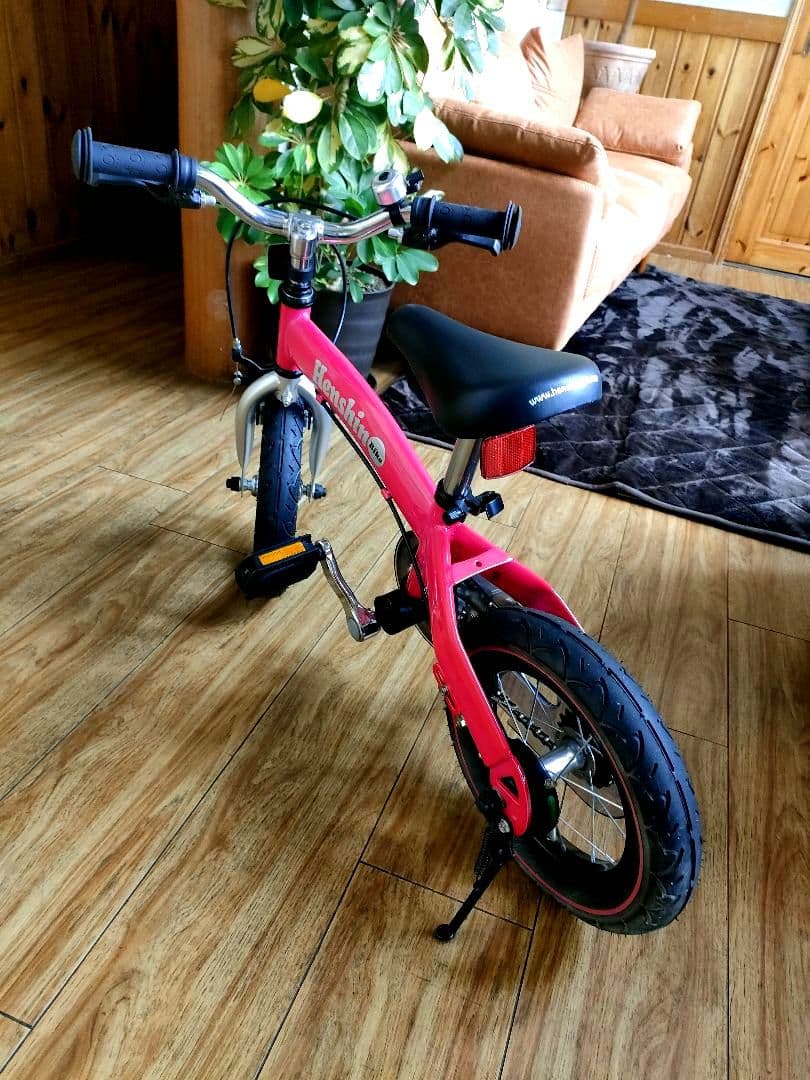 【極美品】へんしんバイク ピンク バランスバイク12インチスタンド付