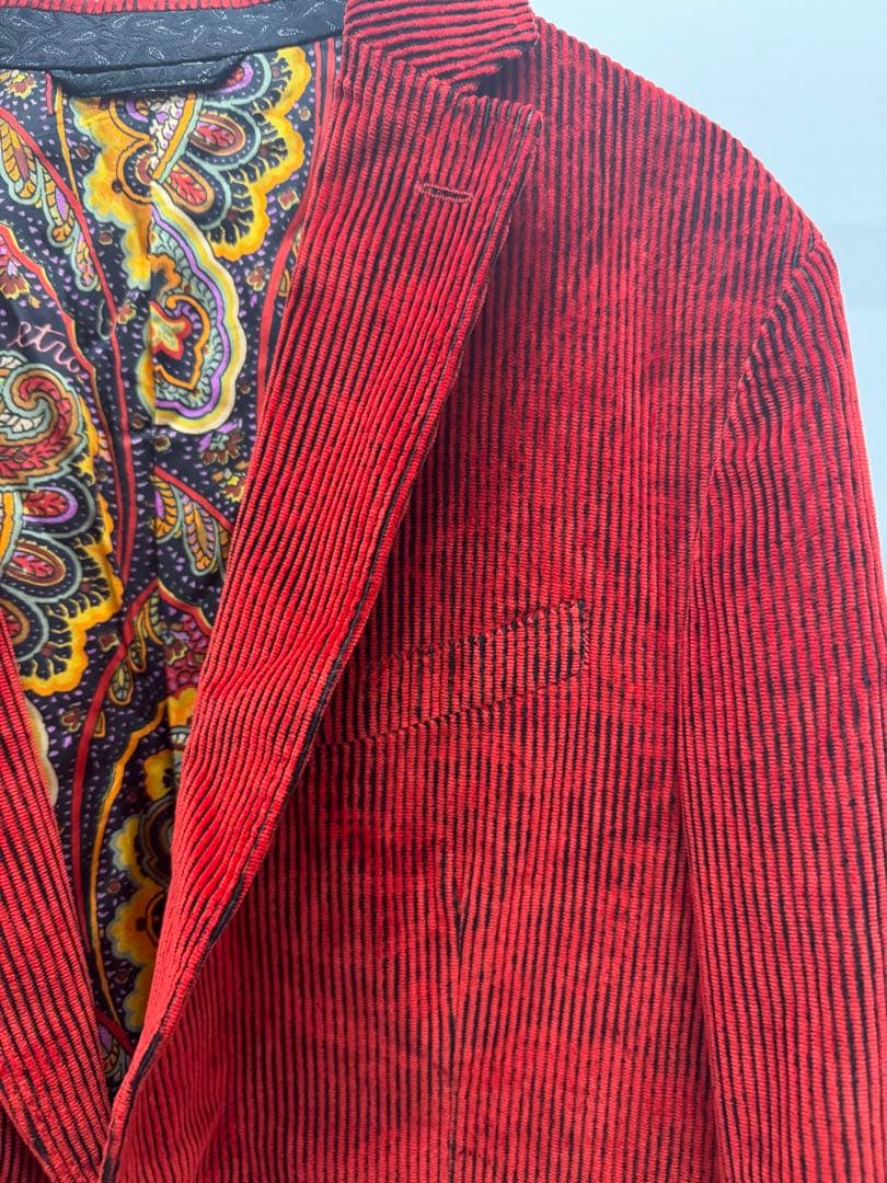 ETRO　裏地ペイズリー柄コーデュロイテーラードジャケットスーツ