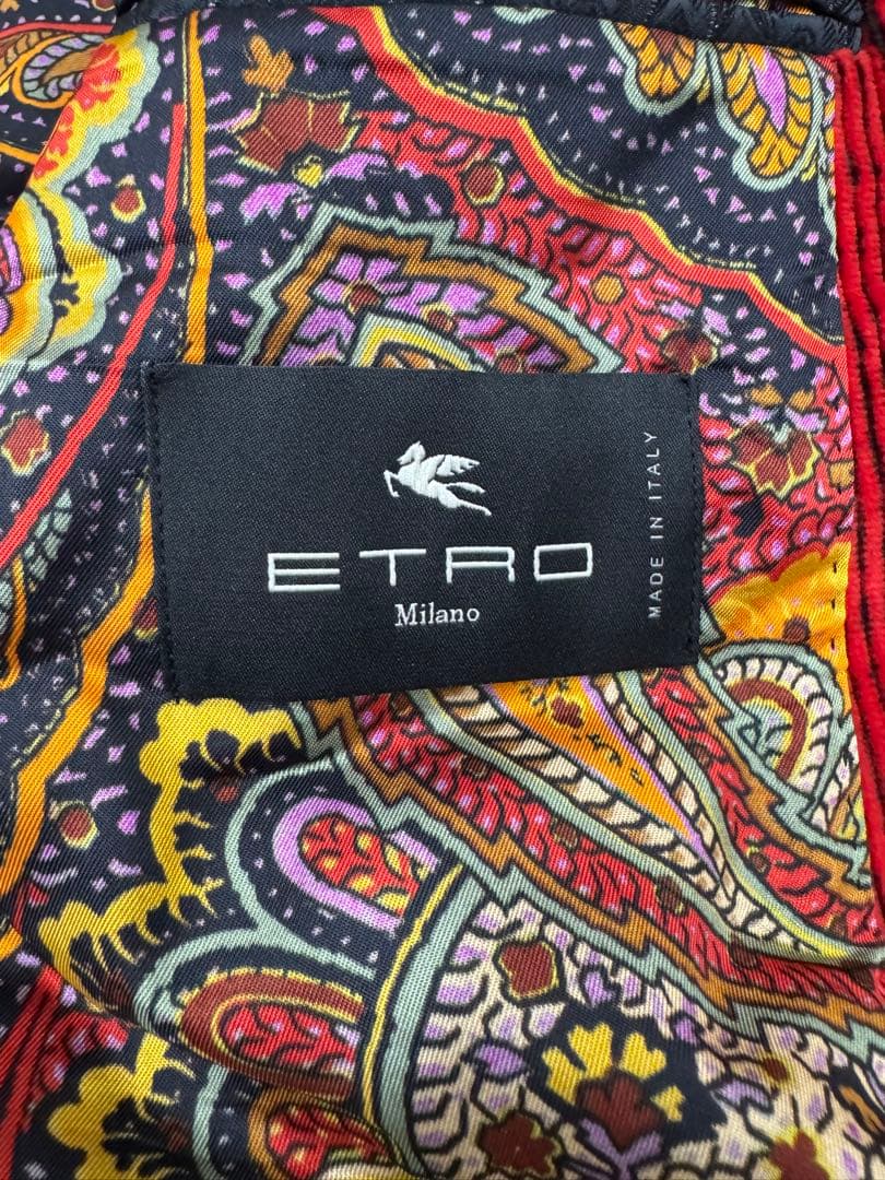 ETRO　裏地ペイズリー柄コーデュロイテーラードジャケットスーツ