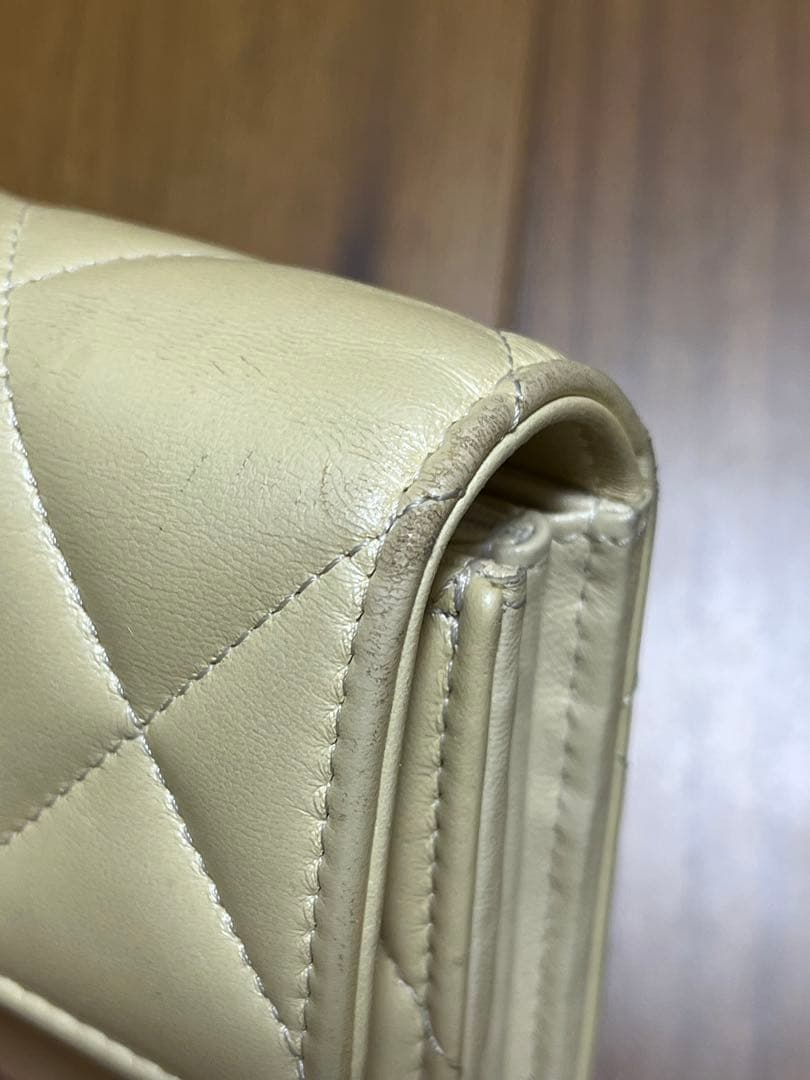 CHANEL レア色　パステルクリームイエロー　 キルティング 長財布